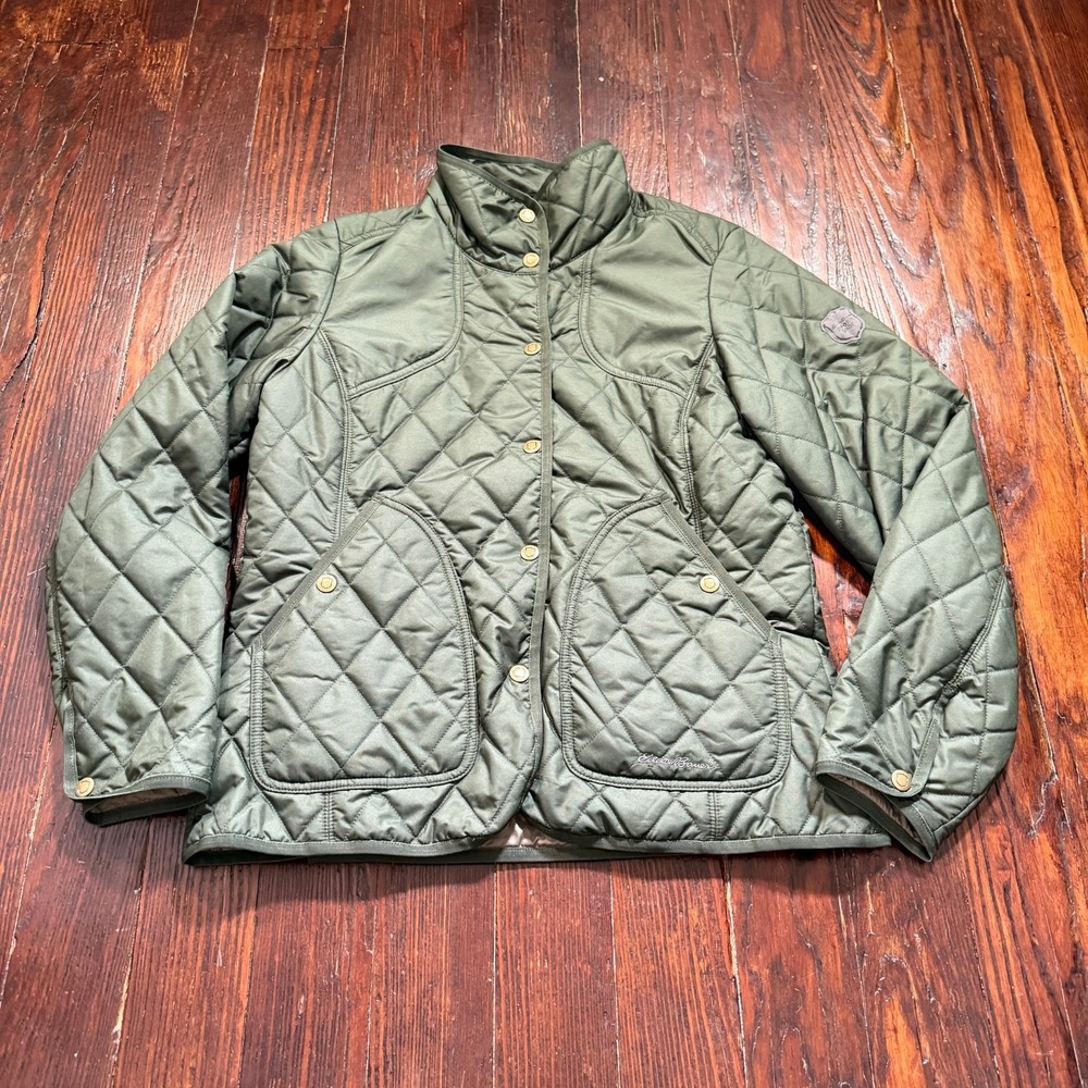 Eddie Bauer Jacket Womens PM Green Sport Shop Quilted‎ Lightweight Petite